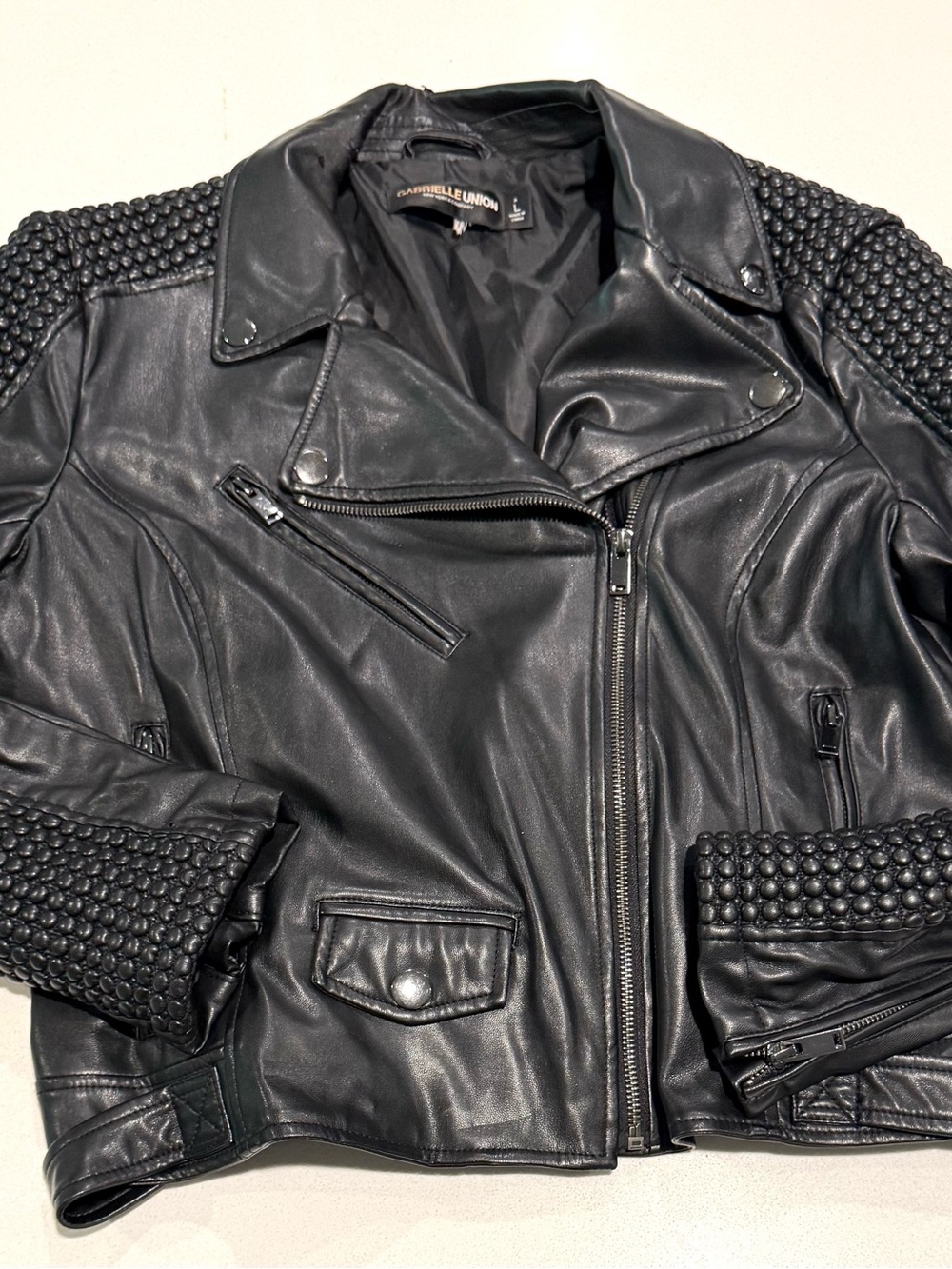 New York & Company Black Stud-Detail Biker Jacket